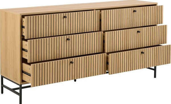 Скрин от дъбов декор в естествен цвят 158x80x40 cm Albany – Actona