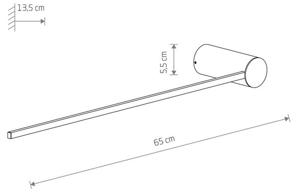 Светодиодно стенно осветление Arm M, височина 65 cm, черно, метал