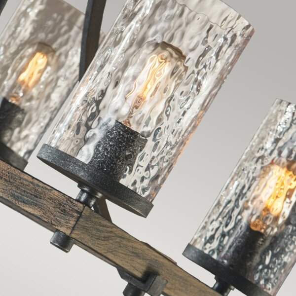 Quintiesse QN-ANGELO8-ISLE - Полилей на тръба ANGELO, 8×E27, макс. 60 W, 230 V, декор дъб