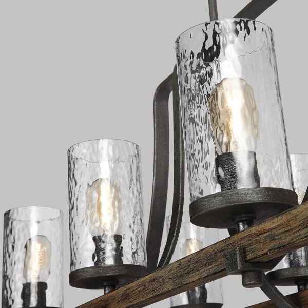 Quintiesse QN-ANGELO8-ISLE - Полилей на тръба ANGELO, 8×E27, макс. 60 W, 230 V, декор дъб