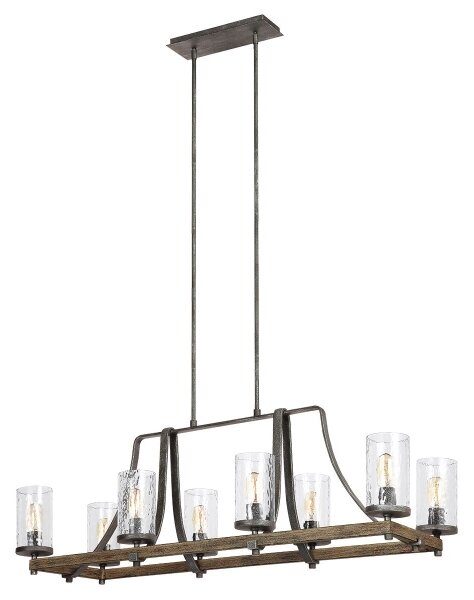 Quintiesse QN-ANGELO8-ISLE - Полилей на тръба ANGELO, 8×E27, макс. 60 W, 230 V, декор дъб