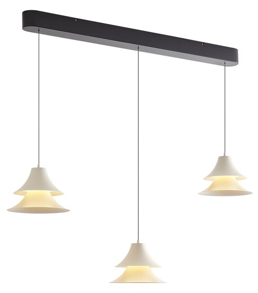 Висяща лампа черна с бежово вкл. LED 3-степенно димиране 3-лампи Easylift - Witch
