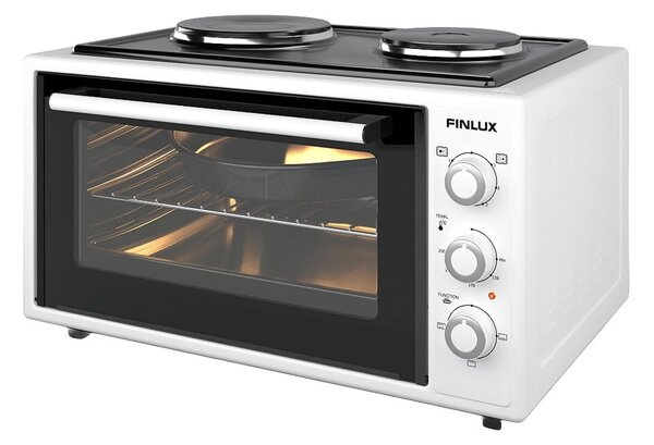 Мини готварска печка Finlux FMC-4524WF, 45л. обем, 2 нагревателни зони, 3 функции, бяла