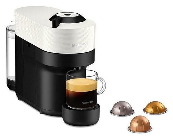 Кафемашина на капсули NESPRESSO VERTUO POP, 1500W, енергиен клас А+, 5 дължини на кафето, 30 мин. време за загряване, бяла