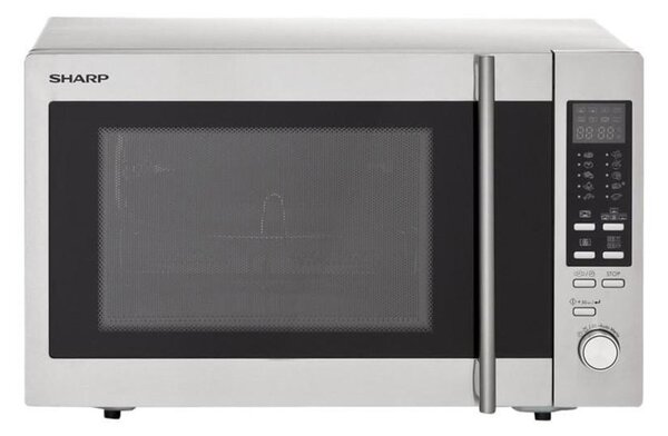 Микровълнова фурна Sharp R92STW, с грил, механично управление, 900W, 28л. обем, 5 степени на мощност, инокс