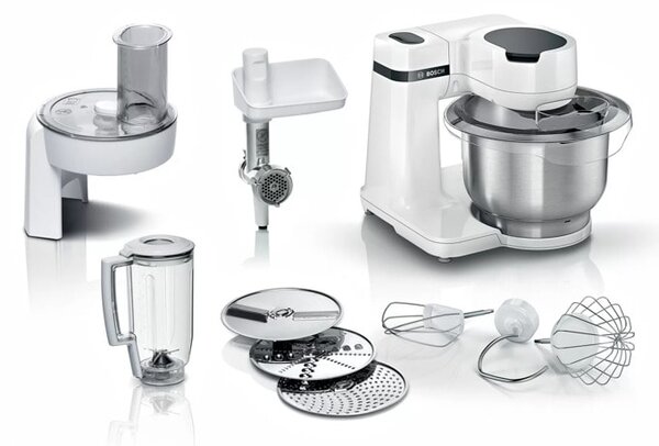 Кухненски робот Bosch MUMS2EW30, 700W, 4 скорости, 3.8 л. капацитет, 3D PlanetaryMixing, бял