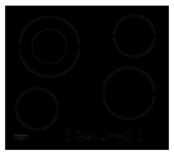 Стъклокерамичен плот за вграждане Hotpoint-Ariston HR 615 C, 4 нагревателни зони, сензорно управление, черен