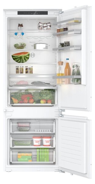Хладилник с фризер Bosch KBN96VFE0, клас E, 383 л. общ обем, за вграждане, 256 kWh/годишно разход на енергия, VitaFresh, SuperCooling, SuperFreeze, бял
