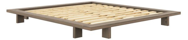 Кафяво двойно легло от борова дървесина с решетка 180x200 cm Japan - Karup Design