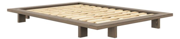 Кафяво двойно легло от борова дървесина с решетка 140x200 cm Japan - Karup Design