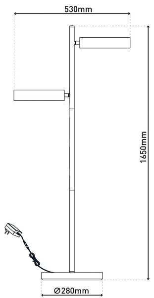 LED подова лампа Tessa черна/бежова 165 cm Touchdim CCT 2 светлини