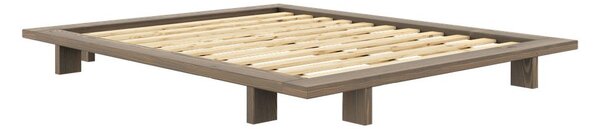 Кафяво двойно легло от борова дървесина с решетка 160x200 cm Japan - Karup Design