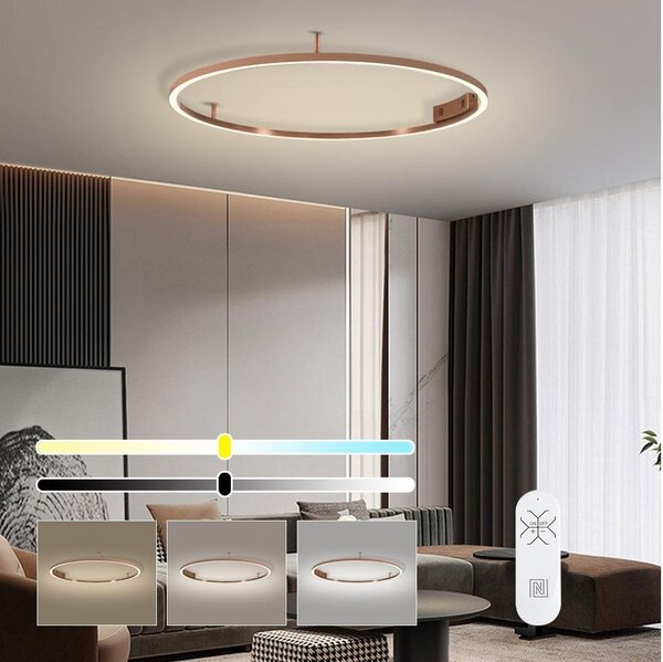 Immax NEO 07326-80C-LED Димируемо таванно осветително тяло FINO LED/55W/230V 80 см Tuya розово злато + дистанционно управление