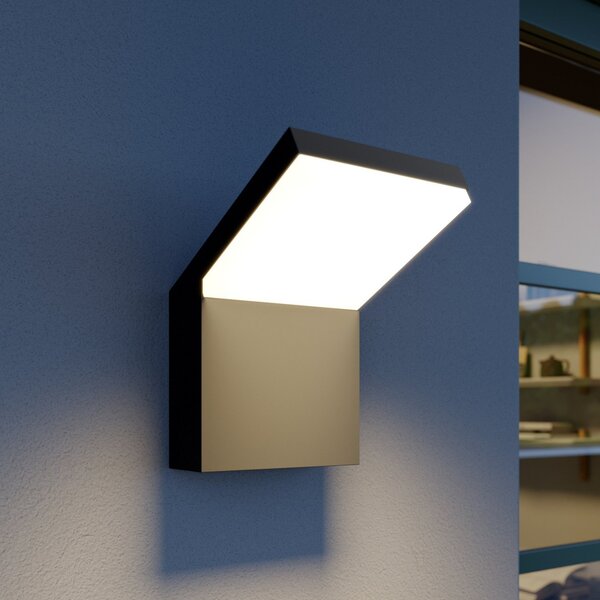 Arcchio LED външно стенно осветление Yolena, антрацит, алуминий, 21cm, Черен, Метал, Модерен