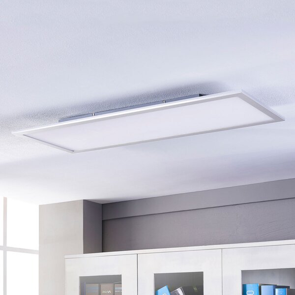 Lindby LED панел Livel, CCT, 120 cm x 30 cm, дистанционно управление, Затъмняване, Металик, Кухня, Пластмаса, Модерен
