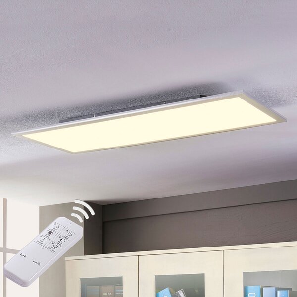 Lindby LED панел Livel, CCT, 120 cm x 30 cm, дистанционно управление, Затъмняване, Металик, Кухня, Пластмаса, Модерен