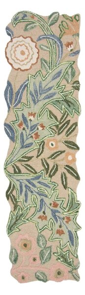 Зелена ръчно изработена вълнена пътека 60x230 cm Bryony Shaped Floral – Flair Rugs