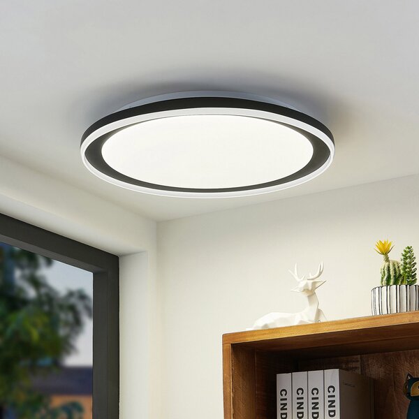 Lindby LED осветление за таван Verdan, черно, метал, с възможност димиране,, Затъмняване, Черен, Дневна/трапезария, Метал, Модерен