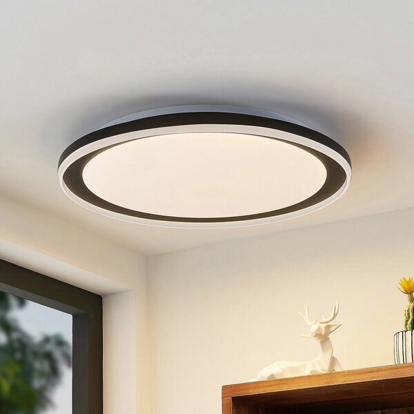 Lindby LED осветление за таван Verdan, черно, метал, с възможност димиране,, Затъмняване, Черен, Дневна/трапезария, Метал, Модерен