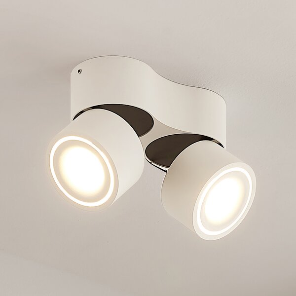 Arcchio LED тавански прожектор Rotari, бял, 2-крилен, 1362lm, Затъмняване, Бял, Коридор, Алуминий, Модерен