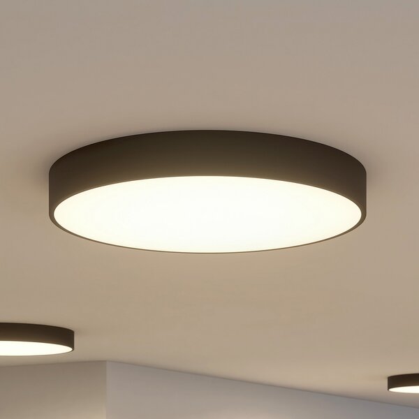 Arcchio LED лампа за таван Noabelle, Ø 80 cm, черна, метал, Затъмняване, Черен, Кухня, Метал, Модерен
