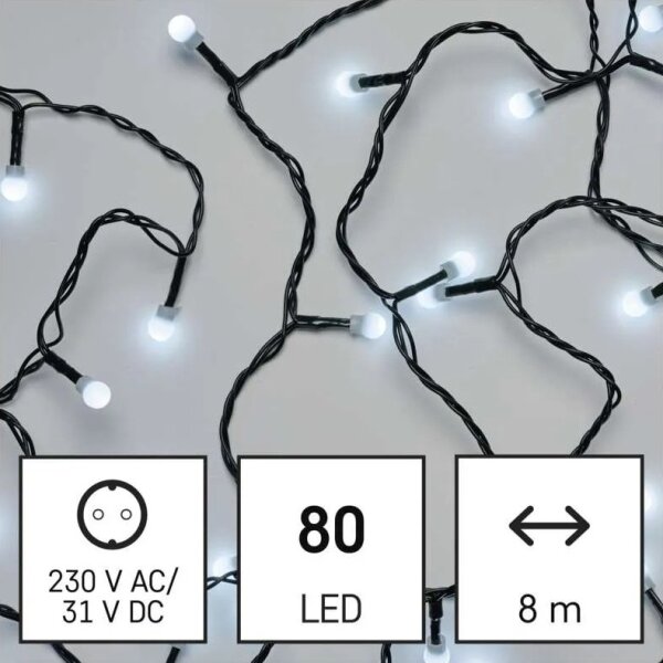 Външна LED гирлянда 80xLED/8 функции 13m студено бяла IP44