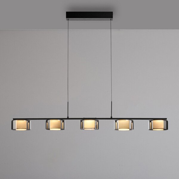 Paul Neuhaus LED висяща лампа Rika, 119 cm, стъкло, с възможност за димиране, Затъмняване, Черен, Дневна/трапезария, Стъкло, Модерен