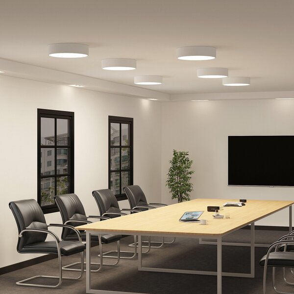Arcchio LED лампа за таван Noabelle, Ø 40 cm, бяла, метал, Затъмняване, Бял, Кухня, Метал, Модерен