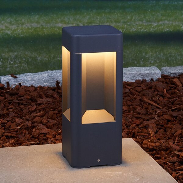 Lucande LED лампа за пиедестал Annika, антрацит, метал, 30 cm, Черен, Метал, Модерен