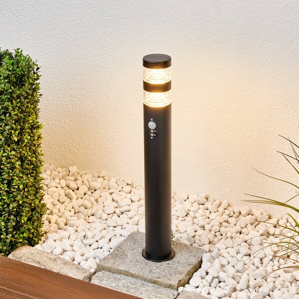 Lindby LED осветление за пътеки Lanea, 60 cm, черна, сензорна, IP44, Черен, Неръждаема стомана, Модерен