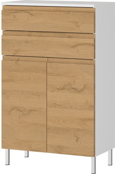 Бял нисък шкаф за баня в дъб 60x97 cm Torrance - Germania