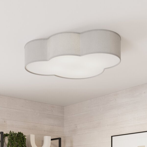 TK Lighting Таванска лампа Cloud от текстил, дължина 62 cm, сива, Затъмняване, Сив, Дневна/трапезария, Плат / текстил, Млад живот
