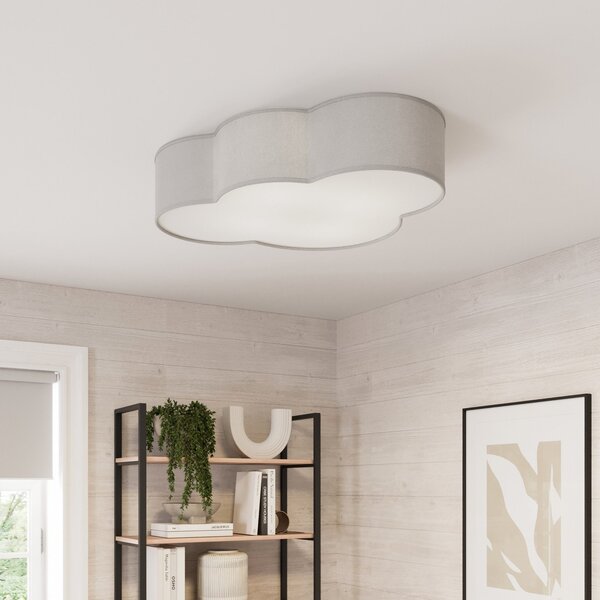 TK Lighting Таванска лампа Cloud от текстил, дължина 62 cm, сива, Затъмняване, Сив, Дневна/трапезария, Плат / текстил, Млад живот