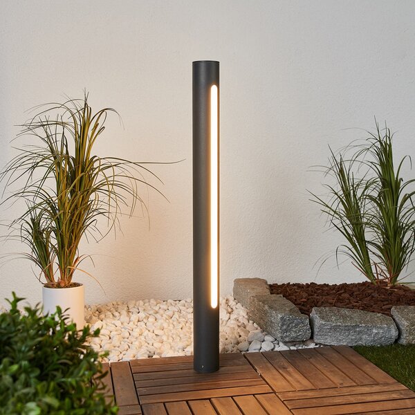 Lucande Tomas LED лампа за проектор, 75 см, тъмно сива, IP54, Сив, Алуминий, Модерен