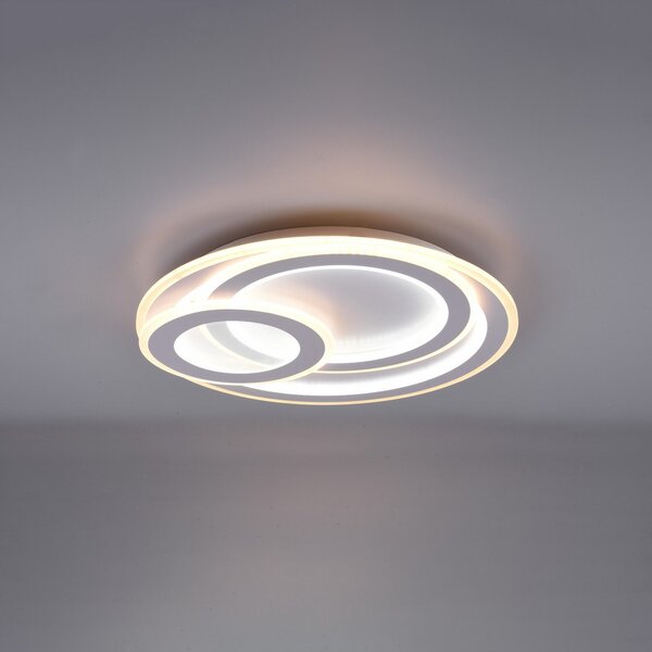 Trio Lighting LED лампа за таван Mita с дистанционно управление, CCT, кръгла, Затъмняване, Бял, Дневна/трапезария, Метал, Модерен