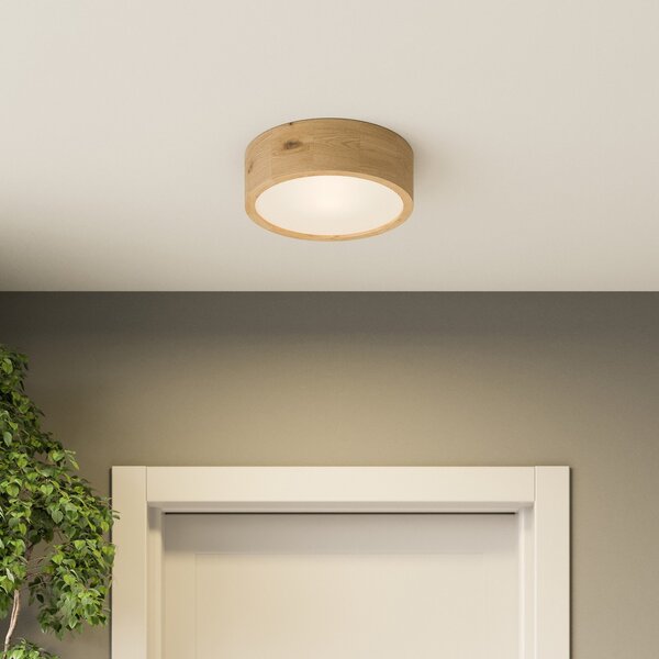 Envostar Kerio плафон, Ø 27 cm, естествен дъб, Затъмняване, Дърво, Дневна/трапезария, Дървесина, Модерен