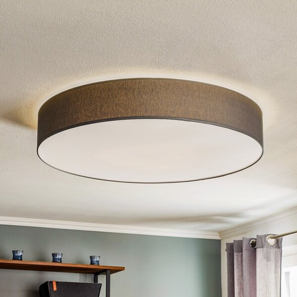 TK Lighting Таванска лампа Rondo, сива Ø 80cm, Затъмняване, Сив, спалня, Плат / текстил, Модерен