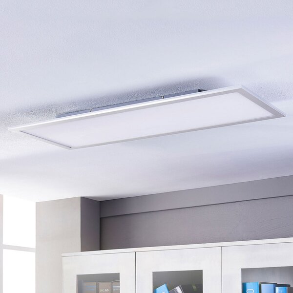Lindby LED панел Livel, 4000K, 120cm x 30cm, сребрист, метал, Металик, Кухня, Пластмаса, Модерен