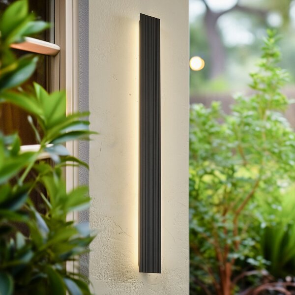 Lucande LED външно стенно осветление Melira, височина 100 cm, антрацит, Черен, Алуминий, Модерен