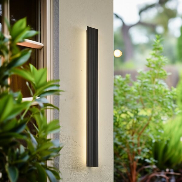 Lucande LED външно стенно осветление Melira, височина 100 cm, антрацит, Черен, Алуминий, Модерен