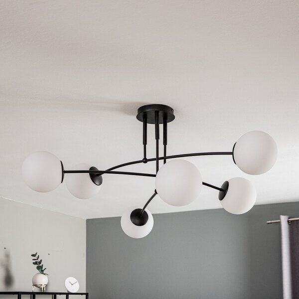 EMIBIG LIGHTING Таванна лампа Pregos 6 в черно, шестпламъчна, Затъмняване, Черен, Коридор, Метал, Модерен
