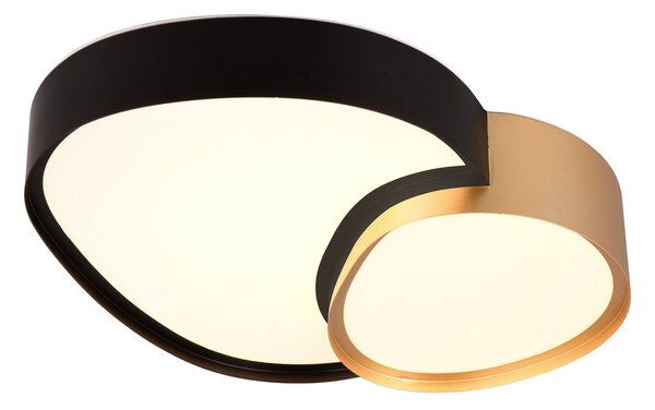 Trio Lighting LED лампа за таван Rise, черно-златиста, 43 x 36 cm, CCT, с възможност за, Затъмняване, Черен, Дневна/трапезария, Метал, Модерен