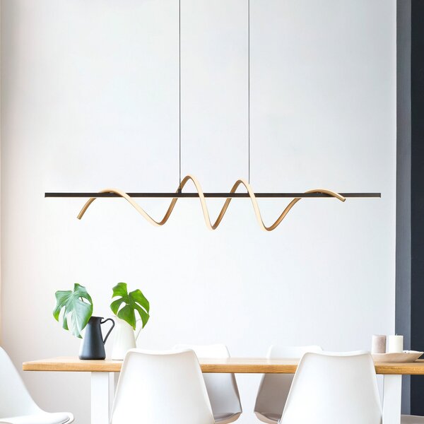 JUST LIGHT. GmbH LED висящо осветително тяло Emanda, желязо, черен месинг, Затъмняване, Черен, Дневна/трапезария, Метал, Модерен