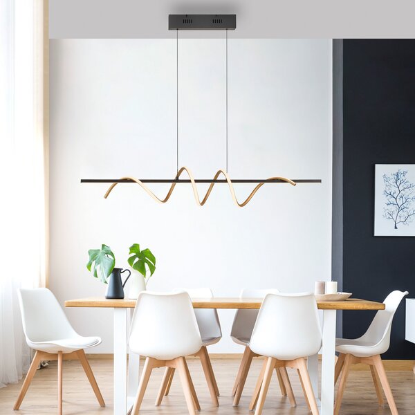 JUST LIGHT. GmbH LED висящо осветително тяло Emanda, желязо, черен месинг, Затъмняване, Черен, Дневна/трапезария, Метал, Модерен