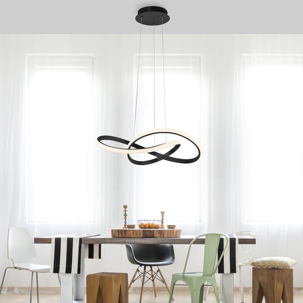 JUST LIGHT. GmbH LED висящо осветление Maria, 3-степенно затъмняване, черно, Затъмняване, Черен, спалня, Алуминий, Модерен