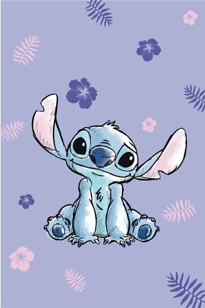 Лилаво бебешко одеяло от микрофланела 100x150 cm Lilo and Stitch – Jerry Fabrics