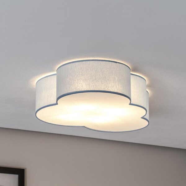 TK Lighting Таванна лампа Cloud, синя, 63 см дълга, текстил, облак, E27, Затъмняване, Син, Детска стая, Плат / текстил, Млад живот