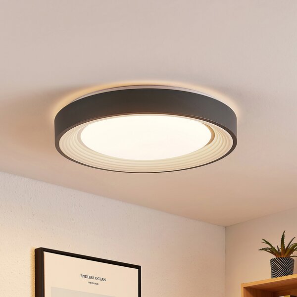 Lindby LED осветление за таван Lindum, RGB, CCT, дистанционно, с възможност за, Затъмняване, Черен, Дневна/трапезария, Метал, Модерен