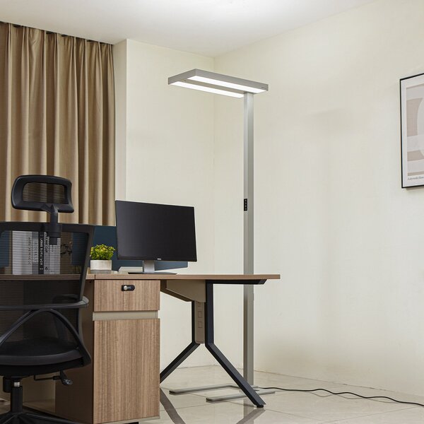Arcchio LED стояща лампа Logan Ultra HCL CCT, сребриста, с регулируема яркост, Затъмняване, Металик, кабинет / офис, Алуминий, Модерен