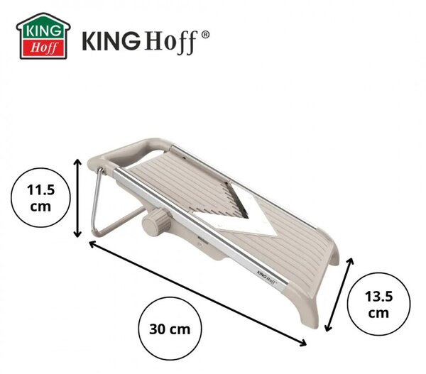 Ренде за зеленчуци Kinghoff KH 2006, Регулируема дебелина, V-образни остриета, Жулиен 5 мм, Бежов/Сив